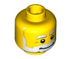 Minifigure, Head Beard White, Bushy Eyebrows, Smile, White Pupils Pattern - Blocked Open Stud