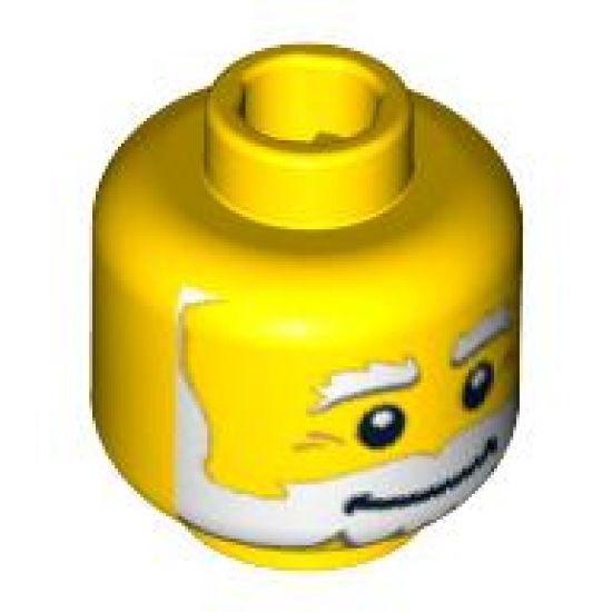 Minifigure, Head Beard White, Bushy Eyebrows, Smile, White Pupils Pattern - Blocked Open Stud