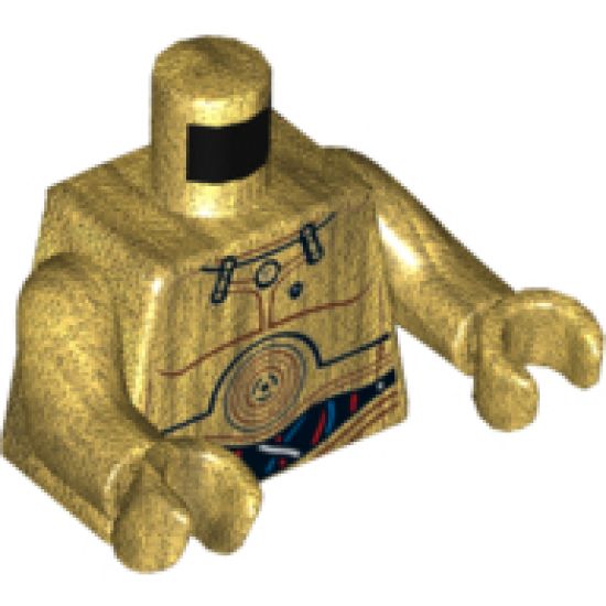 Torso SW C-3PO with Blue, Red and White Wires Pattern / Pearl Gold Arms / Pearl Gold Hands