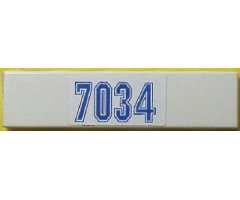 Tile 1 x 4 with Blue '7034' Pattern (Sticker) - Set 7034