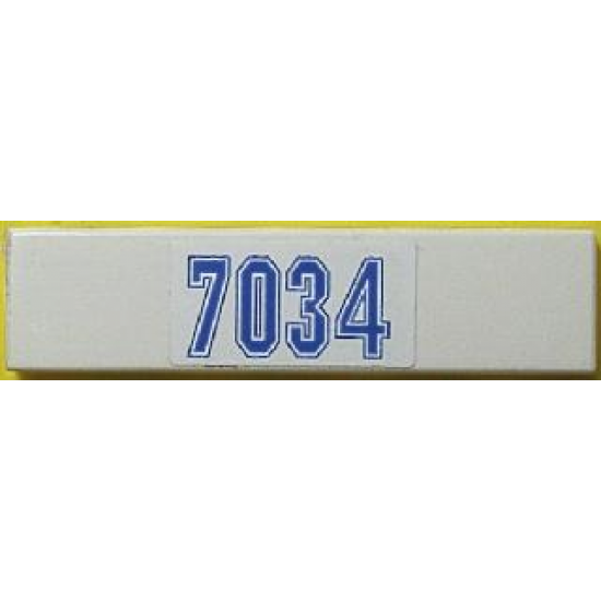 Tile 1 x 4 with Blue '7034' Pattern (Sticker) - Set 7034