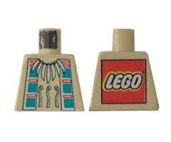 Torso Western Indians Necklace and Dark Turquoise Squares - LEGO Logo on Back Pattern