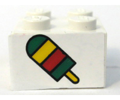 Brick 2 x 2 with Ice Pop (Freezer / Lollipop / Lolly / Pole / Popsicle / Stick) Pattern (Sticker) - Set 4165