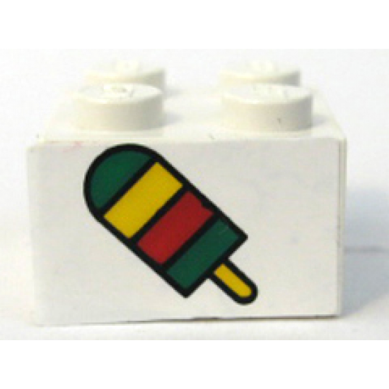 Brick 2 x 2 with Ice Pop (Freezer / Lollipop / Lolly / Pole / Popsicle / Stick) Pattern (Sticker) - Set 4165