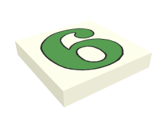 Tile 2 x 2 with Number  6 / 9 Green Pattern