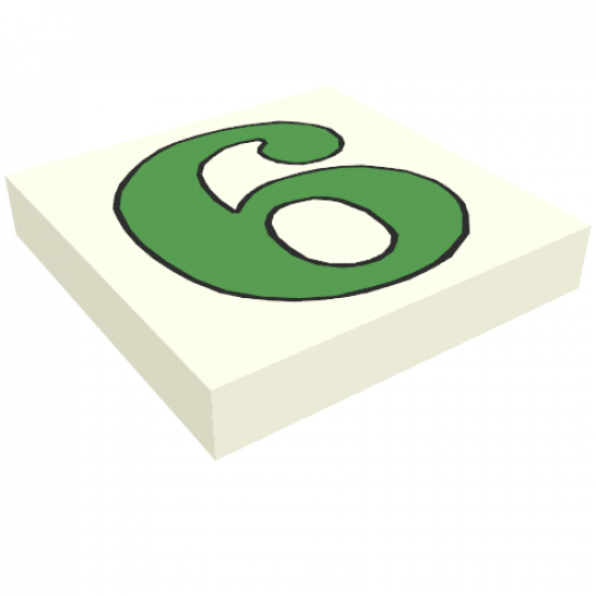 Tile 2 x 2 with Number  6 / 9 Green Pattern