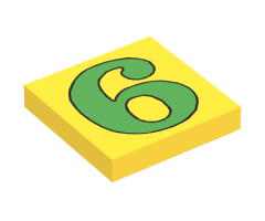 Tile 2 x 2 with Number  6 / 9 Green Pattern
