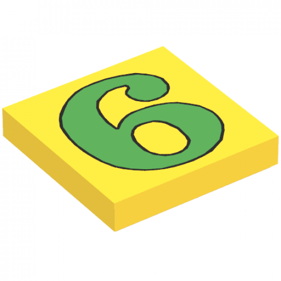 Tile 2 x 2 with Number  6 / 9 Green Pattern