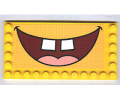 Tile, Modified 6 x 12 with Studs on Edges with SpongeBob SquarePants Open Mouth Smile Pattern (Sticker) - Set 3826