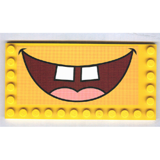 Tile, Modified 6 x 12 with Studs on Edges with SpongeBob SquarePants Open Mouth Smile Pattern (Sticker) - Set 3826