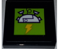 Tile, Modified 2 x 2 Inverted with Electric Hat and Lightning Bolt on Lime Background Pattern (Sticker) - Set 41454