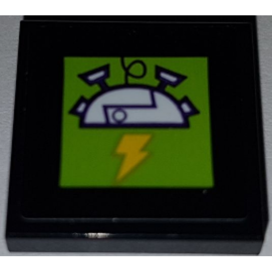 Tile, Modified 2 x 2 Inverted with Electric Hat and Lightning Bolt on Lime Background Pattern (Sticker) - Set 41454
