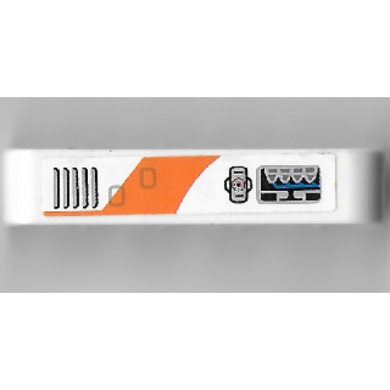 Technic, Liftarm 1 x 5 Thick with Vents, Controls and Orange Curved Stripe Pattern Model Right Side (Sticker) - Set 7646