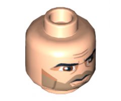 Minifigure, Head Male Thick Eyebrows, Brown Eyes, Five O'Clock Shadow Stubble Pattern (SW Captain Rex) - Hollow Stud