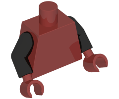 Torso Dark Blue Armor with Silver Clasps Pattern (ATOM) / Black Arms / Dark Red Hands