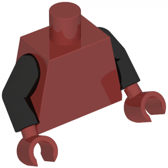 Torso Dark Blue Armor with Silver Clasps Pattern (ATOM) / Black Arms / Dark Red Hands
