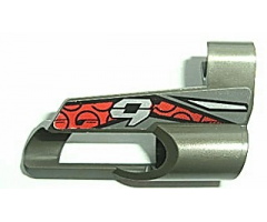 Technic, Panel Fairing # 5 Small Short, Large Hole, Side A with Number 9 on Red and Black Pattern (Sticker) - Set 8354