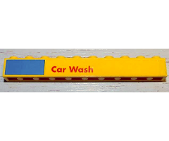 Brick 1 x 10 with Blue Rectangle and 'Car Wash' Pattern (Sticker) - Set 1255