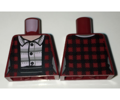Torso Female Jacket / Vest Plaid over Striped Button Down Shirt Pattern