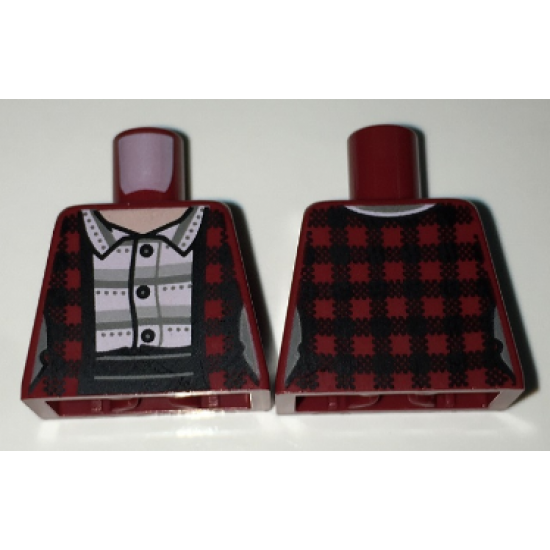 Torso Female Jacket / Vest Plaid over Striped Button Down Shirt Pattern