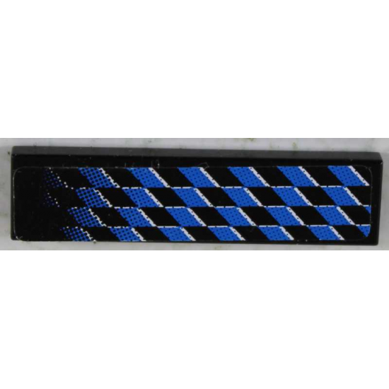 Tile 1 x 4 with Fading Blue Checkered Pattern Left (Sticker) - Set 8458