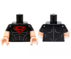 Torso Shirt with Muscles and Red Superman 'S' Logo Pattern / Light Nougat Arms with Black Short Sleeves Pattern / Light Nougat Hands
