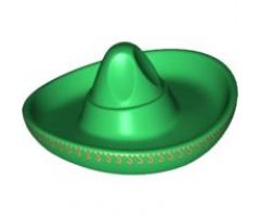 Minifigure, Headgear Hat, Mexican Sombrero with Gold Pattern around Brim