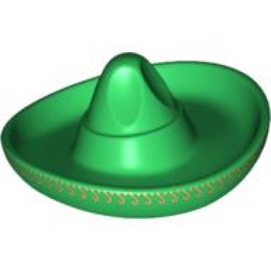 Minifigure, Headgear Hat, Mexican Sombrero with Gold Pattern around Brim