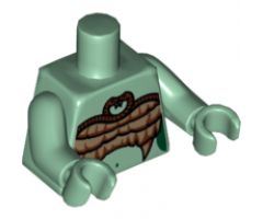 Torso Medusa Entwined Snakes, Scales and Fangs Bra Pattern / Sand Green Arms / Sand Green Hands