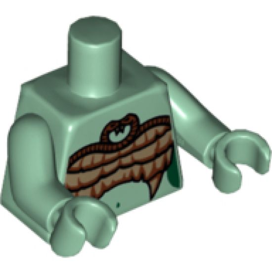 Torso Medusa Entwined Snakes, Scales and Fangs Bra Pattern / Sand Green Arms / Sand Green Hands