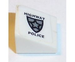Slope 30 1 x 1 x 2/3 with Police Badge and 'HIGHWAY POLICE' Pattern Model Left Side (Sticker) - Set 8152