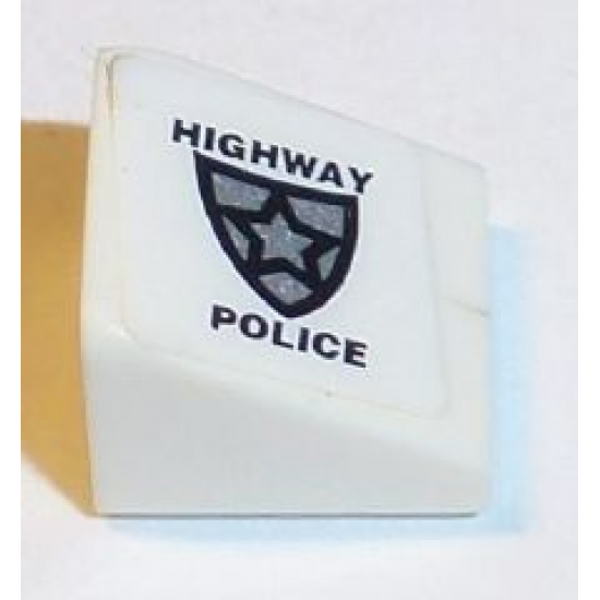 Slope 30 1 x 1 x 2/3 with Police Badge and 'HIGHWAY POLICE' Pattern Model Left Side (Sticker) - Set 8152
