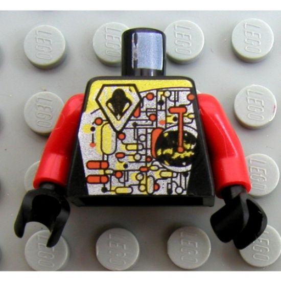 Torso Space UFO Circuitry with Red Lever Pattern / Red Arms / Black Hands