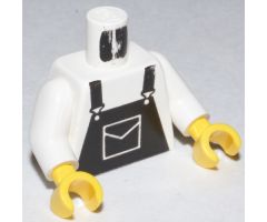 Torso Overalls Black Pattern (Dungarees) / White Arms / Yellow Hands