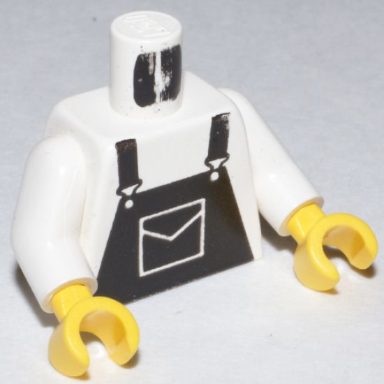 Torso Overalls Black Pattern (Dungarees) / White Arms / Yellow Hands