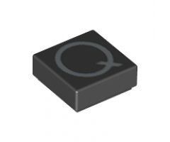 Tile 1 x 1 with Silver Capital Letter Q Pattern - Larger Font and Parallelogram Line
