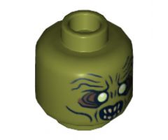 Minifigure, Head Dual Sided LotR Moria Orc White Eyes and Teeth, Wide Eyes / Narrow Eyes Pattern - Hollow Stud