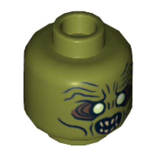 Minifigure, Head Dual Sided LotR Moria Orc White Eyes and Teeth, Wide Eyes / Narrow Eyes Pattern - Hollow Stud