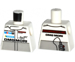 Torso Race Suit with 'PORSCHE DMG MORI', Mobil 1 Logo and Light Bluish Gray Stripe and Radio on Back Pattern