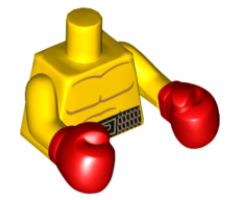 Torso Bare Chest with Body Lines and Black Boxing Belt Pattern / Yellow Arms / Red Boxing Gloves