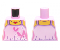 Torso Female Outline Top with Dark Pink Butterflies, White Flowers and Red Heart Necklace with Side Contours Pattern
