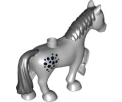 Duplo, Animal Horse with Black Mane, Tail and Spots Pattern