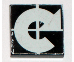 Tile 2 x 2 with Arrow White Curved Clockwise on Black Background Pattern (Sticker) - Set 8094