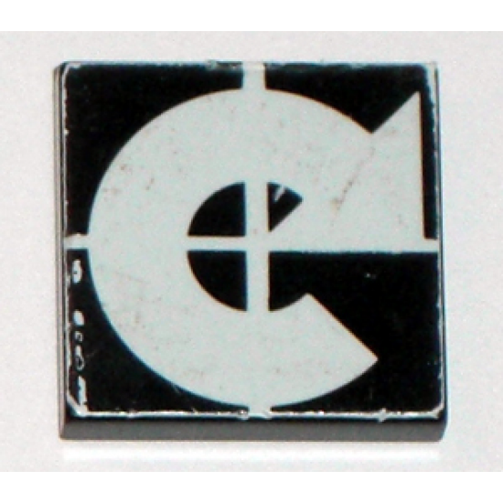 Tile 2 x 2 with Arrow White Curved Clockwise on Black Background Pattern (Sticker) - Set 8094