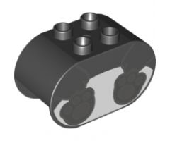 Duplo, Brick 2 x 4 x 2 Rounded Ends with Panda Bear Body Pattern