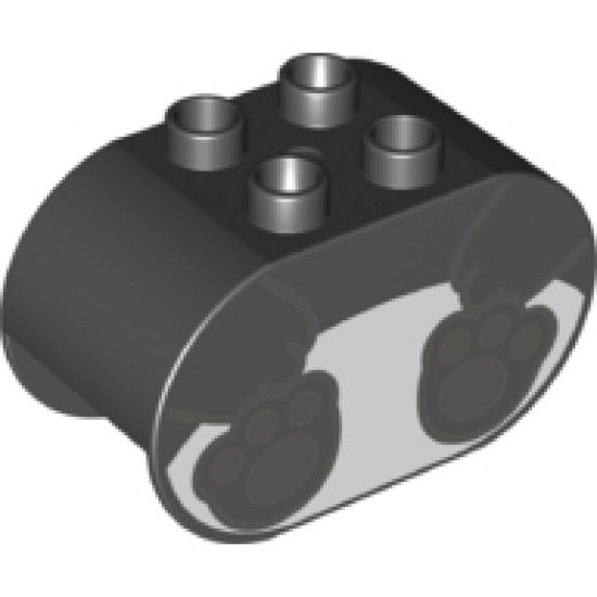 Duplo, Brick 2 x 4 x 2 Rounded Ends with Panda Bear Body Pattern