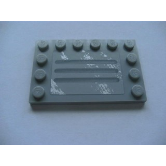 Tile, Modified 4 x 6 with Studs on Edges with Steel Plate with Scratches Type A Pattern (Sticker) - Set 8273