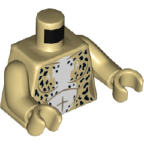Torso Female, Animal Print Black Spots and White Chest Fur Pattern / Tan Arms / Tan Hands