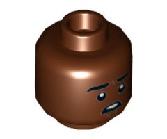 Minifigure, Head Black Eyebrows, Mouth Open Showing Upper Teeth, Surprised Pattern - Hollow Stud