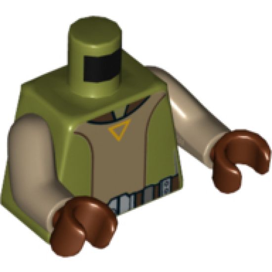 Torso SW Open Shirt with Utility Belt and Yellow Triangle Pattern (Kanan Jarrus) / Dark Tan Arms / Reddish Brown Hands